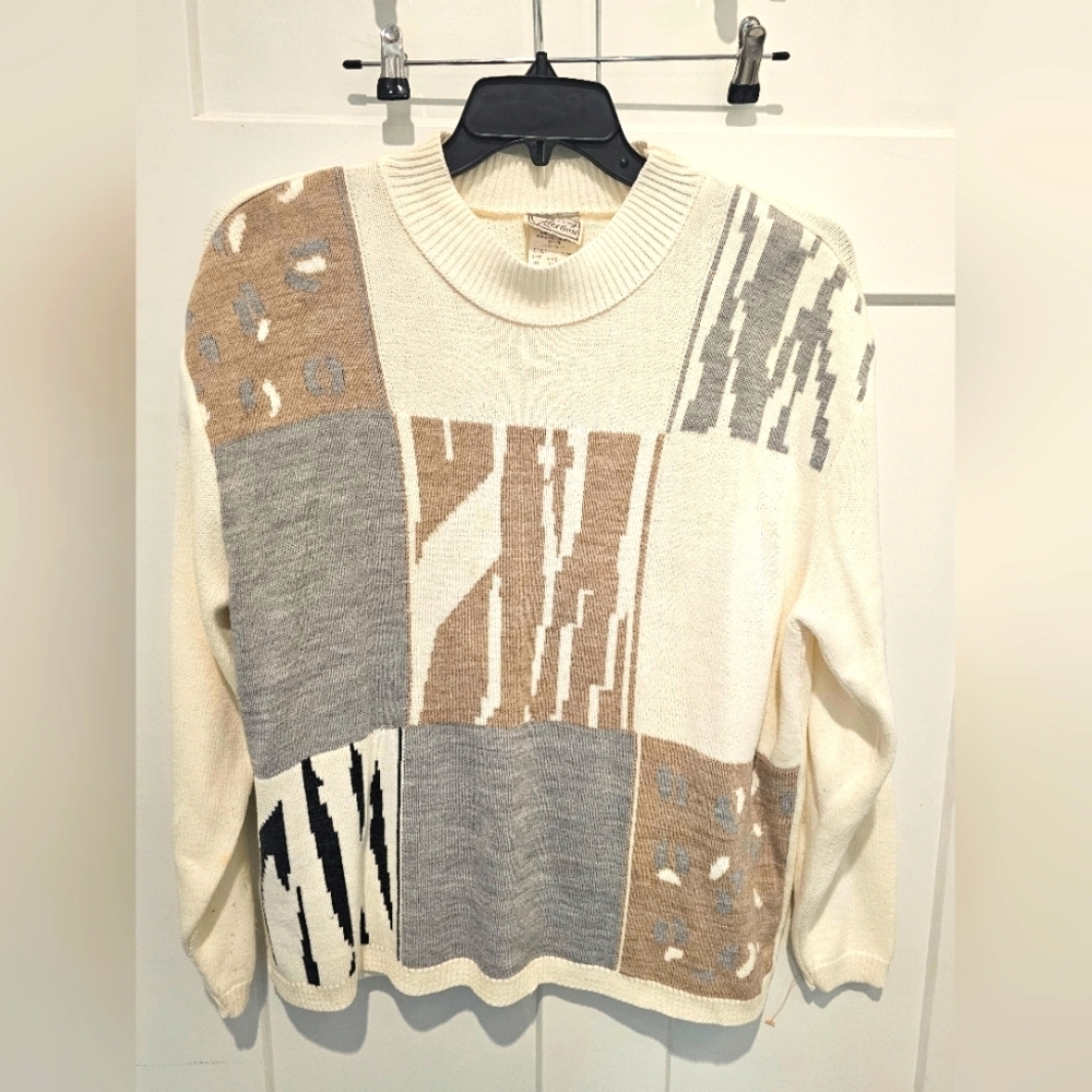 Vintage Company Collection Patchwork Knit Sweater Made in USA Size XL